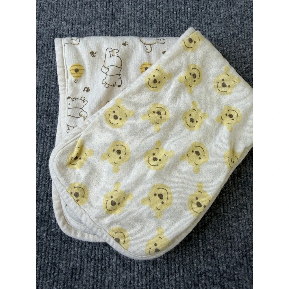 Disney Baby Winnie‎ the Pooh Burp Cloths Set of 2 Cotton Yellow White Baby